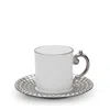 L'objet Aegean Espresso Cup & Saucer Set In White/platinum