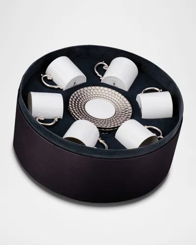 L'objet Aegean Platinum-trim Espresso Cups & Saucers, Set Of 6