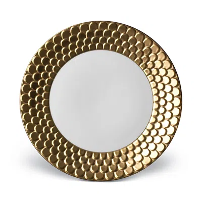 L'objet Aegean Sculpted Dinner Plate In White/k Gold
