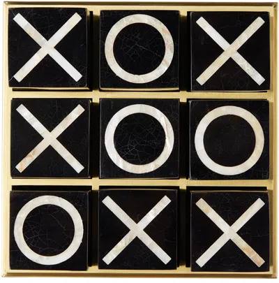 L'objet Black & Gold Deco Tic-tac-toe Set In Black + Gold