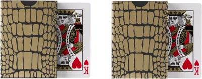 L'objet Black Crocodile Playing Cards & Case Set In Black, Gold