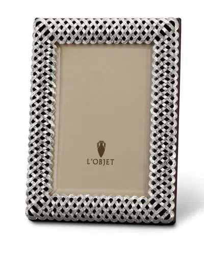 L'OBJET BRAID PLATINUM PICTURE FRAME, 8" X 10"