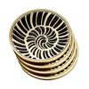 L'objet Brass Gold Trimmed Shell Coasters, Set Of 4