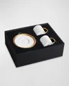 L'objet Corde 3-piece Espresso Cup & Saucer Set In White/gold