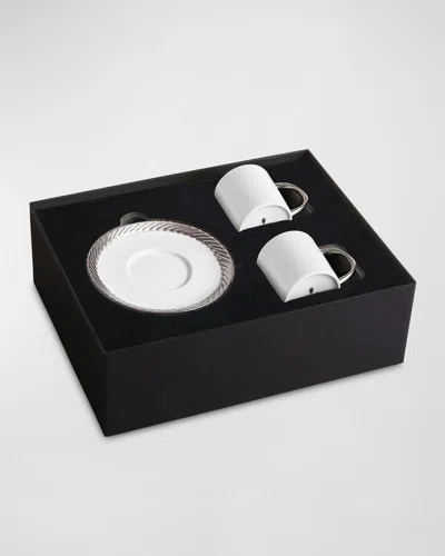 L'objet Corde 3-piece Espresso Cup & Saucer Set In White