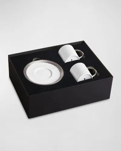 L'objet Corde 3-piece Espresso Cup & Saucer Set In Platinum