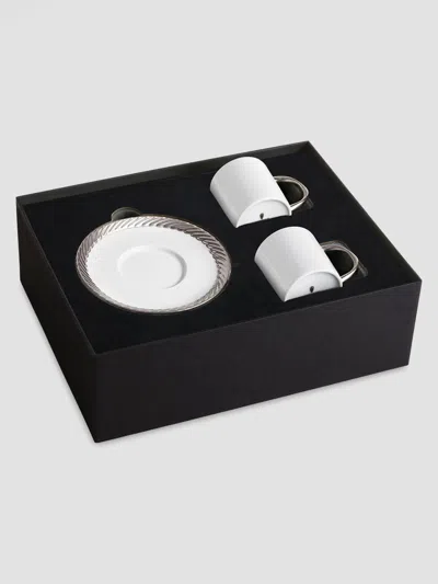 L'objet Corde 4-piece Espresso Cup & Saucer Set In White