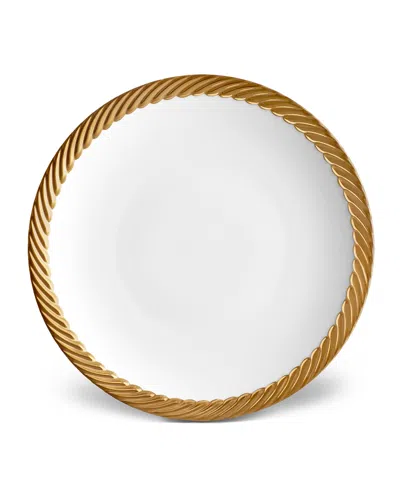 L'OBJET CORDE DINNER PLATE, WHITE/GOLD