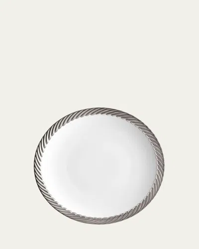 L'OBJET CORDE DINNER PLATE, WHITE/SILVER