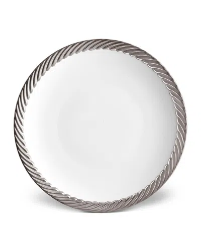 L'objet Corde Dinner Plate, White/silver