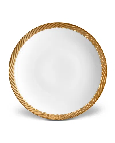 L'OBJET CORDE SALAD/DESSERT PLATE, WHITE/GOLD