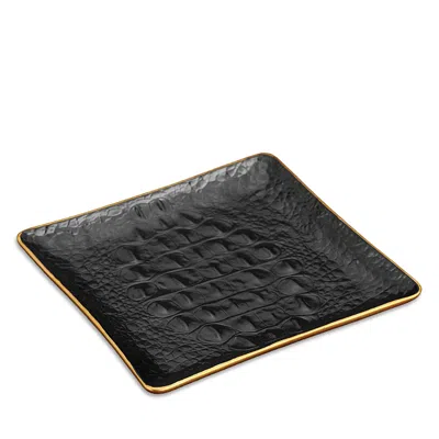 L'objet Croc Textured Porcelain Desk Tray, Square In Black