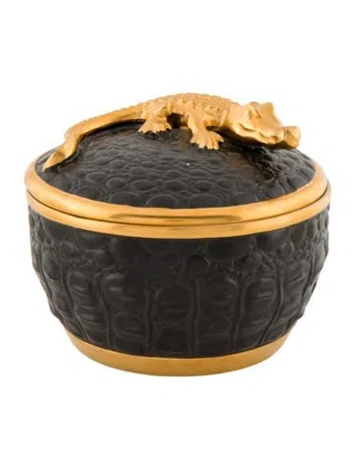 Pre-owned L'objet Crocodile Champagne Scented Candle In Black