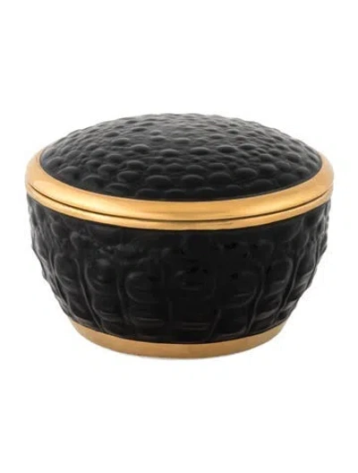 Pre-owned L'objet Crocodile Round Box In Black