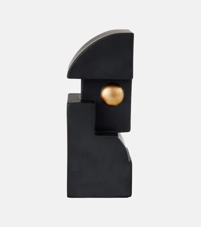 L'objet Cubisme One Gold-plated Earthenware Bookend In Black