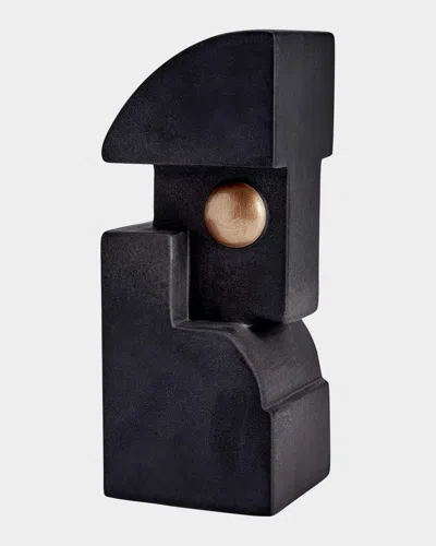 L'objet Cubisme One Gold-plated Earthenware Bookend In Black