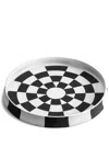 L'objet White Damier Porcelain Platter In Black