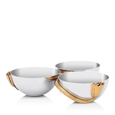 L'OBJET L'OBJET DECO LEAVES 3 BOWL CONDIMENT SERVER