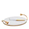 L'objet Deco Leaves Cheese And Knife Marble Set In Silver