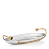 L'objet Deco Leaves Stainless Steel Oval Serving Tray In Silver