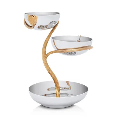 L'OBJET L'OBJET DECO LEAVES THREE TIER SMALL SERVER