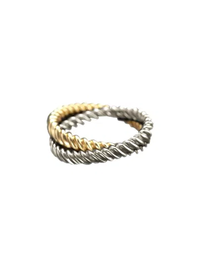 L'objet Deco Twist Platinum & Gold Napkin Rings/set Of 4 In Metallic