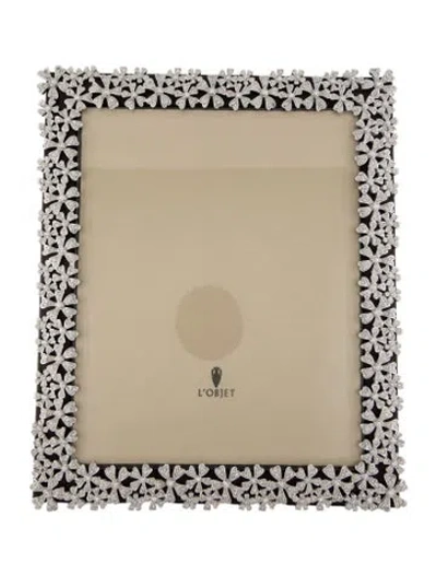 Pre-owned L'objet Flower Garland Swarovski Crystal 5x7" Picture Frame In Brown