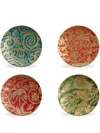 L'objet Fortuny Assorted Dessert Plates 4-piece Set In Red