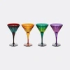 L'objet Prism Martini Glasses Set Of Four Multi In Amber/green/purple /bordeaux