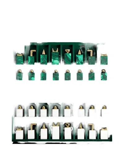 L'objet Gold-tone Patterned Chess Set In Green