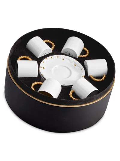 L'objet Haas 12-piece Mojave 24k Gold & Porcelain Espresso Cup & Saucer Set In White