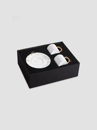 L'objet Haas Mojave Espresso Cup & Saucer Set In White Gold