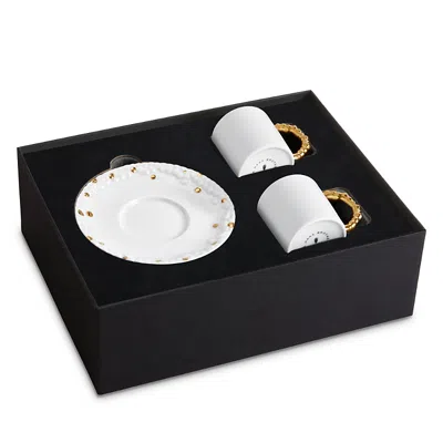 L'OBJET L'OBJET HAAS MOJAVE GOLD TRIM ESPRESSO CUP & SAUCER, SET OF 2