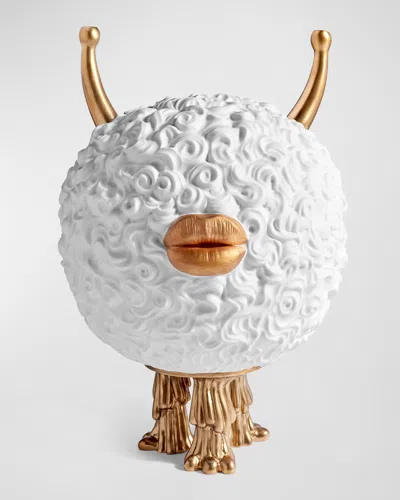 L'objet Haas 24k Goldplated & Porcelain Monster Incense Burner In White