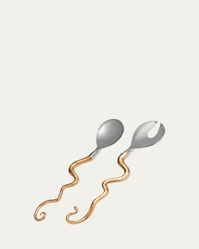L'objet Haas Twisted Horn 2-piece Serving Set In Gold