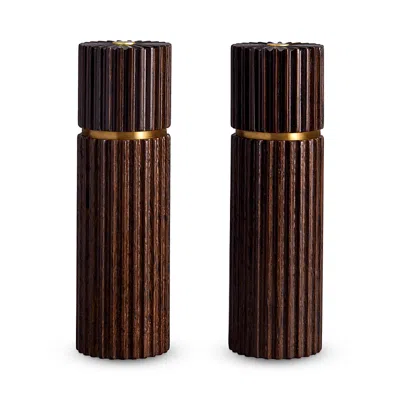 L'OBJET L'OBJET HAND CARVED RIBBED SALT AND PEPPER MILLS