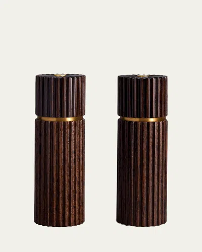 L'OBJET IONIC SALT & PEPPER MILLS, SMOKED OAK