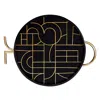 L'objet Kelly Behun Decorative Round Tray, 16" In Black/gold