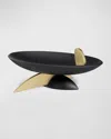 L'objet Kelly Behun Leaf Oval Bowl On Stand In Black