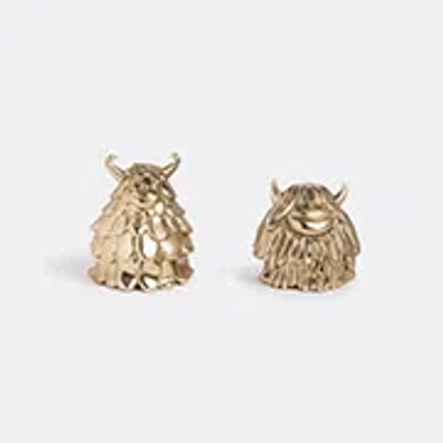 L'objet Lobjet Gold Niki And Simon 24ct Gold-plated Brass Salt And Pepper Shakers In Antique Gold