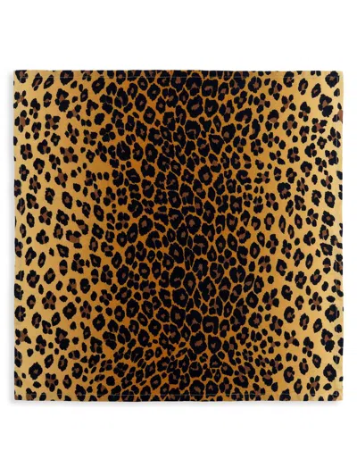 L'objet Leopard Linen Sateen 4-piece Napkin Set In Yellow