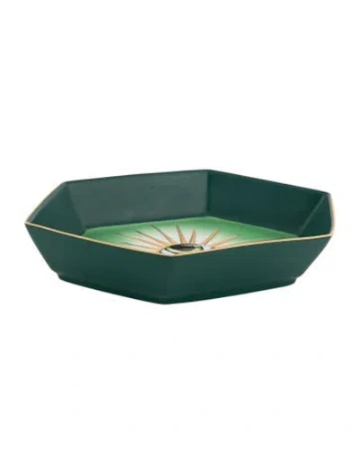 Pre-owned L'objet Lito Porcelain Eye Catchall Tray In Green