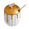 L'objet Beehive Porcelain And 24ct Gold-plated Honeypot With Spoon 13cm In White