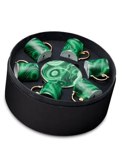 L'objet Malachite 6-piece Espresso Cup & Saucer Set