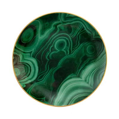 L'objet Set Of Four Malachite Canape Plates In Green, Gold