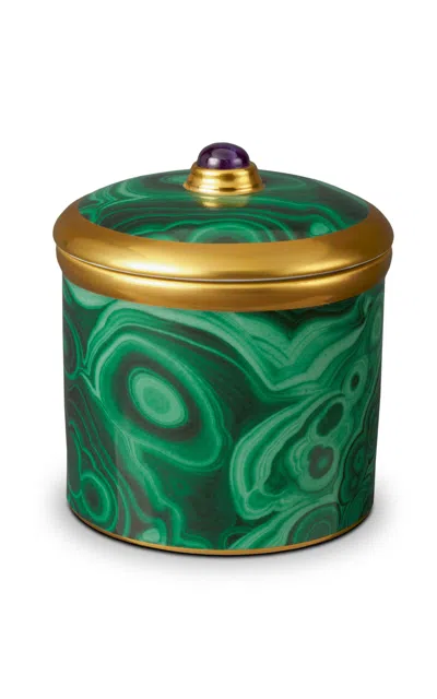 L'objet Lobjet Malachite Swirled 24k-gold Porcelain Candle