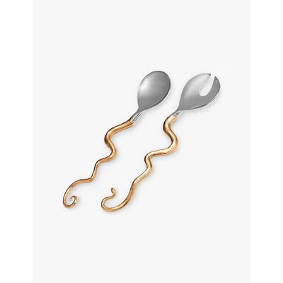L'objet Lobjet Metallic Haas Twisted Horn 24ct Yellow Gold-plated Stainless-steel Serving Set
