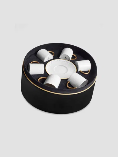 L'objet Neptune 12-piece Porcelain & 24k Gold Espresso Cup & Saucer Set In White Gold