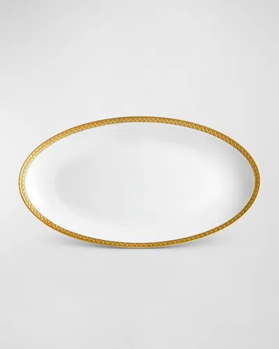 L'objet Neptune 24k Gold-rimmed Oval Platter, 21" In White