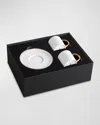 L'objet Neptune 3-piece Espresso Cup & Saucer Set In White/gold